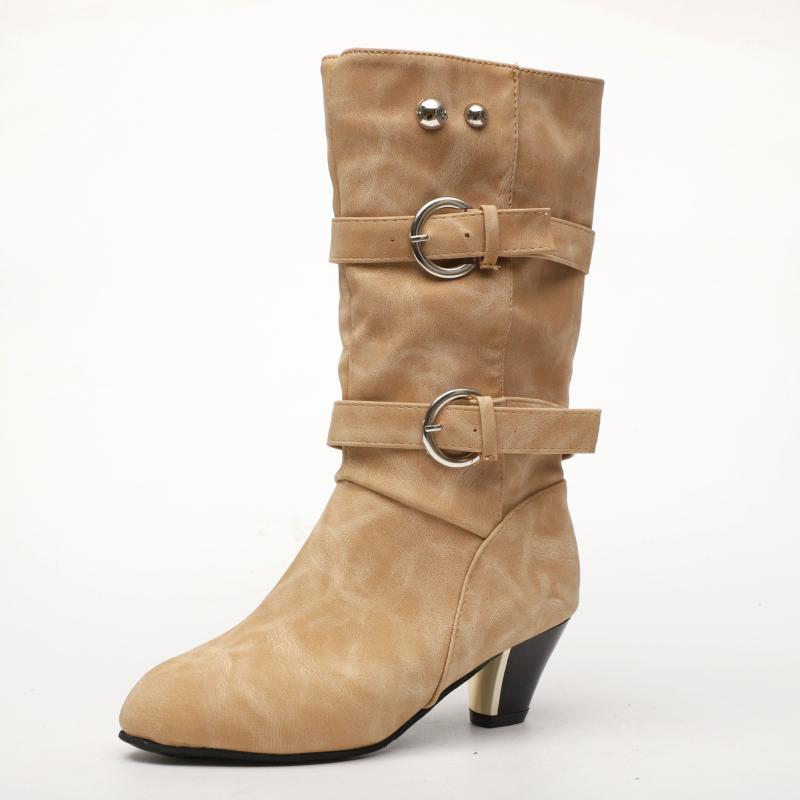 AQ536 Fashion Women Boots Autumn Winter Mid Calf Quality PU Comfort Boots Botines Mujer Boot Botas Mujer plus size 431, Beige 
AQ536 Fashion Women Boots Autumn Winter Mid Calf Quality PU Comfort Boots Botines Mujer Boot Botas Mujer plus size 431, Beige