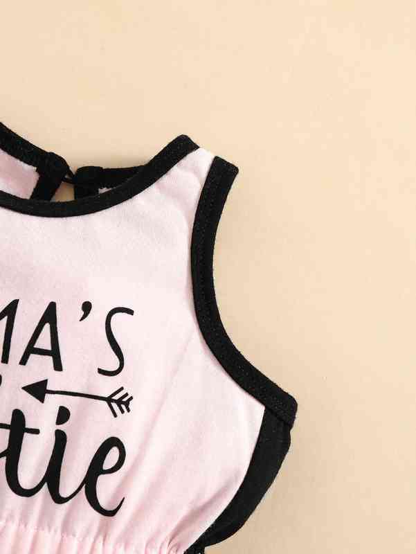 Baby Letter & Geo Print Contrast Binding Romper SHE