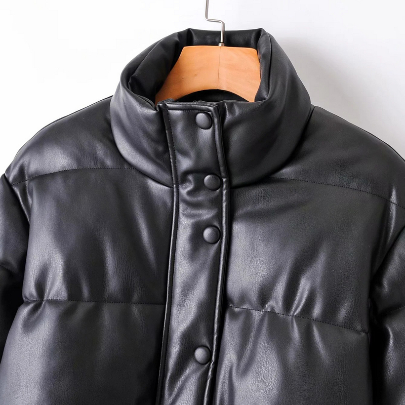 Wixra Womens Faux Leather Jackets Winter Thick Warm Coats Autumn Zippers Black Cool Thick Cotton Jackets For Female 201226