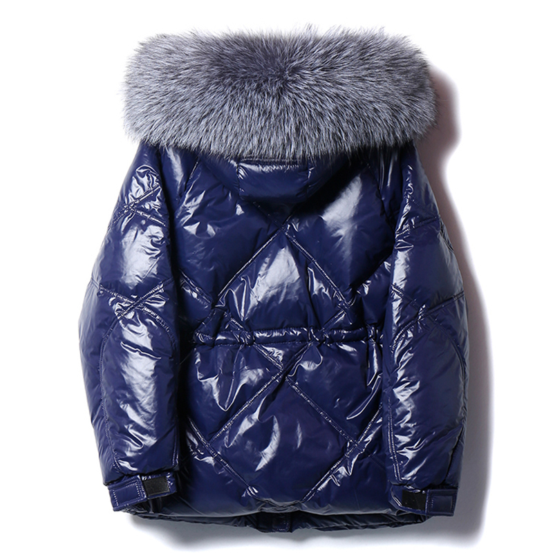 new genuine 90 white duck down plus size natural silver fur collar down jacket short waist waist ladies warm winter jac 201019