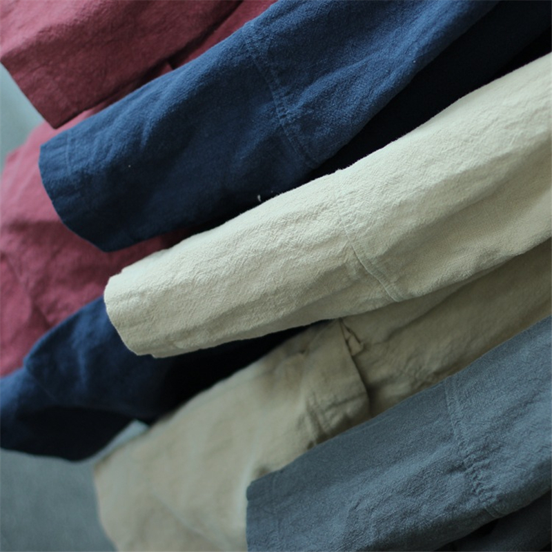 Johnature Women Coats Linen Jackets Pockets Autumn Open Stitch 5 Colour Loose Casual Long Sleeve Brief 201017