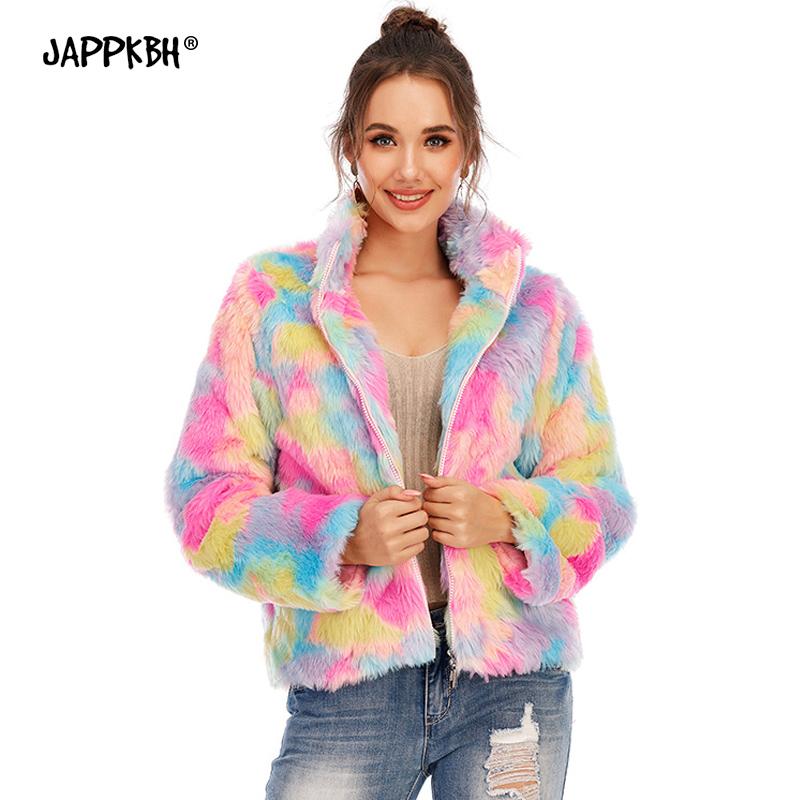 Colorful Faux Fur Coat Women 2020 Autumn Winter Jackets Female Casual Plus Size Slim Coat Vintage Oversize Long Sleeve Parkas, Multi 
Colorful Faux Fur Coat Women 2020 Autumn Winter Jackets Female Casual Plus Size Slim Coat Vintage Oversize Long Sleeve Parkas, Multi
