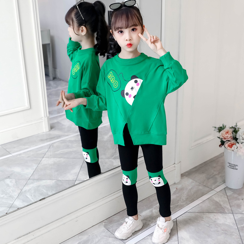 Brand Children's Clothing Suit Spring&Autumn Girls Suit Panda Alphabet Two-piece Baby Girl Sports Suit Girls Boutique OutfitsX1019