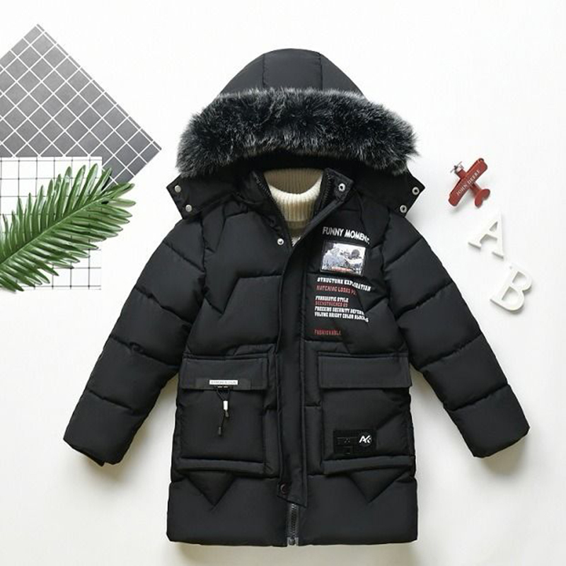 winter children's clothing children's boy cotton padded warm down jacket in the big boy baby long coat coat LJ201130