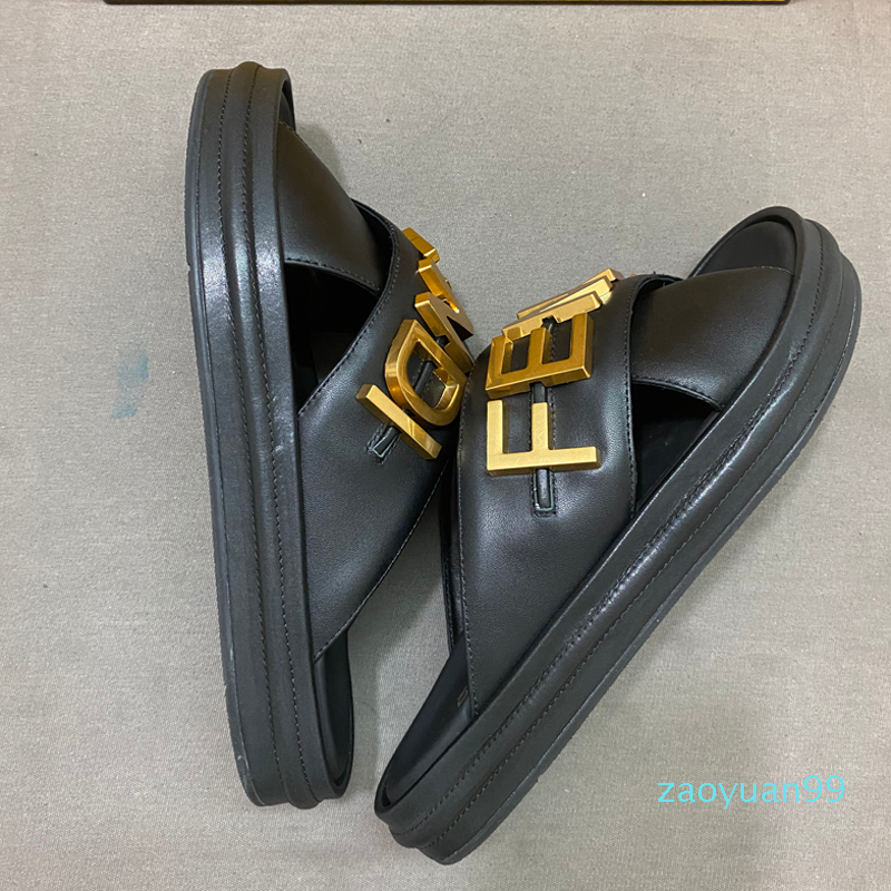 Luxury Designer slippers women's FF gold metal text daily commute wide leather cross band SANDALS BEACH SHOES large 35-42, Black
Luxury Designer slippers women's FF gold metal text daily commute wide leather cross band SANDALS BEACH SHOES large 35-42, Black