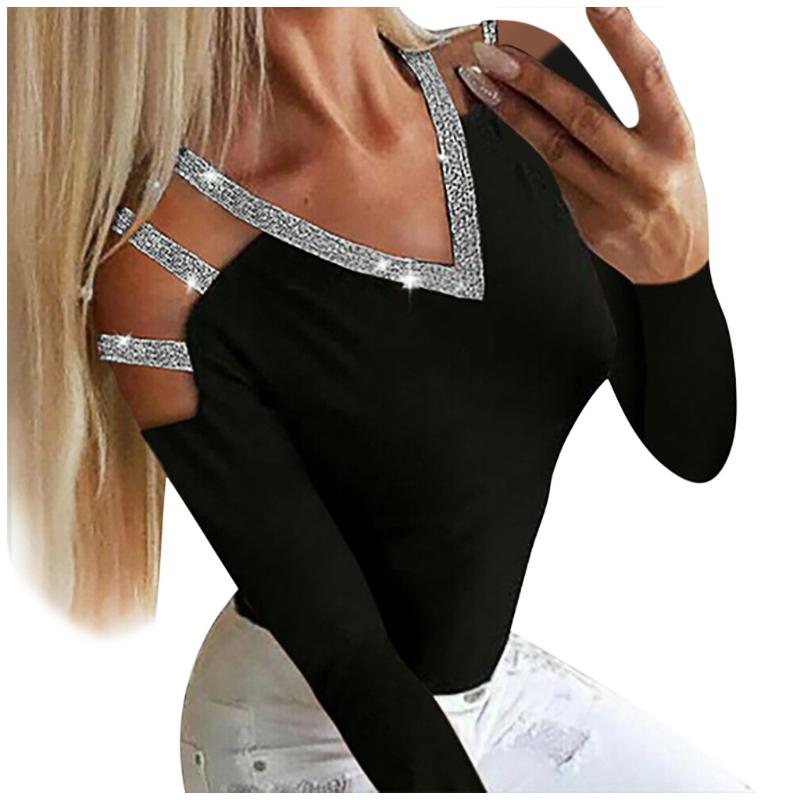 Long Sleeve Womens Tops And Blouses Plus Size With Fake Diamond Inserts Sequins Patchwork Blouse V-neck Tops Spring Shirts#3, Blue
Long Sleeve Womens Tops And Blouses Plus Size With Fake Diamond Inserts Sequins Patchwork Blouse V-neck Tops Spring Shirts#3, Blue