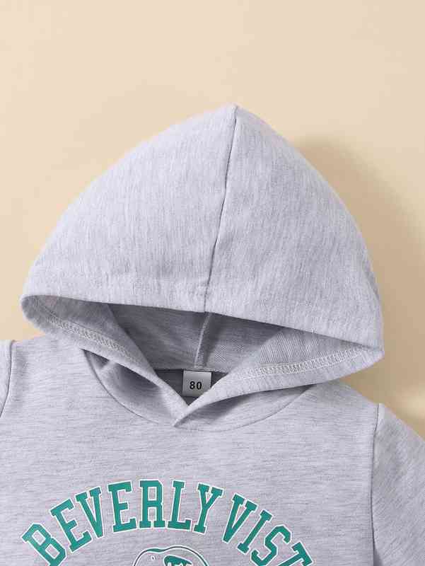 Baby Eagle And Letter Graphic Hoodie & Sweatpants SHE