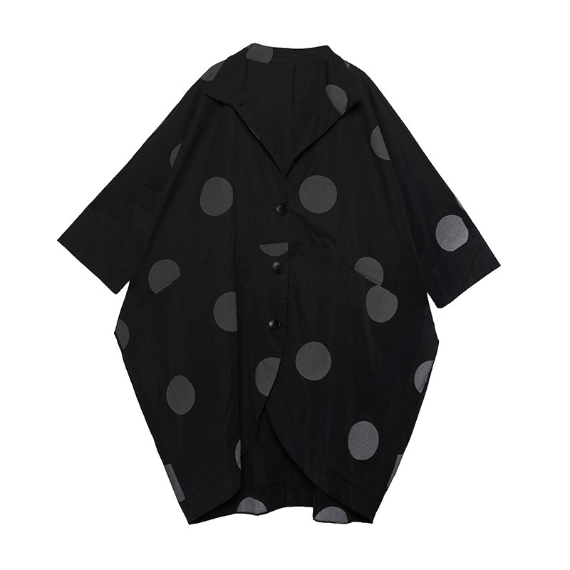 XITAO Irregular Plus Size Trench Women Polka Dot Autumn Single Breast Pocket Elegant Patchwork Turn Down Collar Coat GCC1781 201015