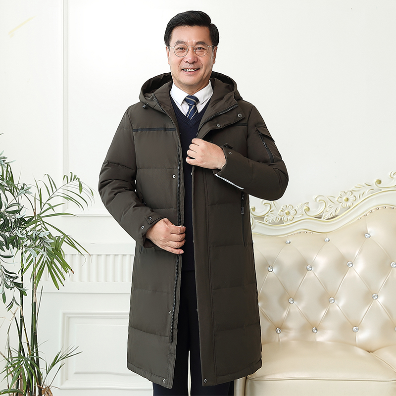 -30 Degree Middle-aged Men Winter Down Coat For Father Plus Size 4XL Long White Duck Down Jacket Men Hooded Loose Down Parka Men 201103