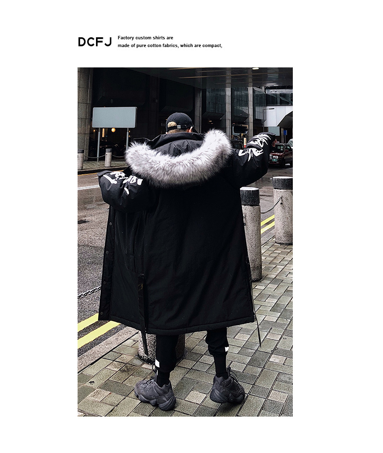 Winter hip hop fashion long fur collar coat cotton jacket Hoodies clothing Street wear outerwear & coats warm thick T200102