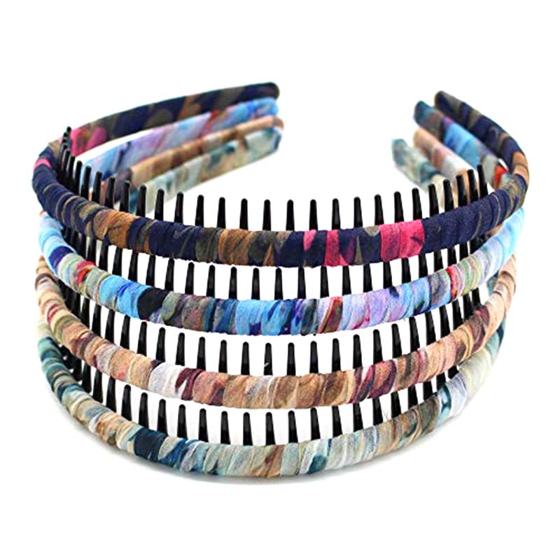 4pcs/set Women Korean Style Fashion Headband with Toothed Silk Satin Hair Hoop
