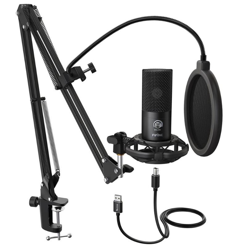 FIFINE Studio Condenser USB Computer Microphone Kit With Adjustable Scissor Arm Stand Mount for YouTube Voice Overs-T669
FIFINE Studio Condenser USB Computer Microphone Kit With Adjustable Scissor Arm Stand Mount for YouTube Voice Overs-T669