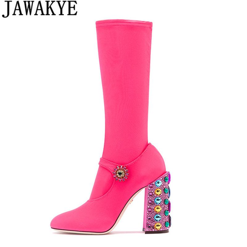 Autumn Mid-Calf women Boots Rhinestone Jewelry square chunky High Heels sequin elastic stretch sock shoes runway booties, Red
Autumn Mid-Calf women Boots Rhinestone Jewelry square chunky High Heels sequin elastic stretch sock shoes runway booties, Red