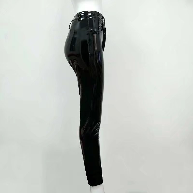 High Quality Celebrity Brown Red Black Leather Stretch Pants Sexy Fashion Boycon Pant 201109