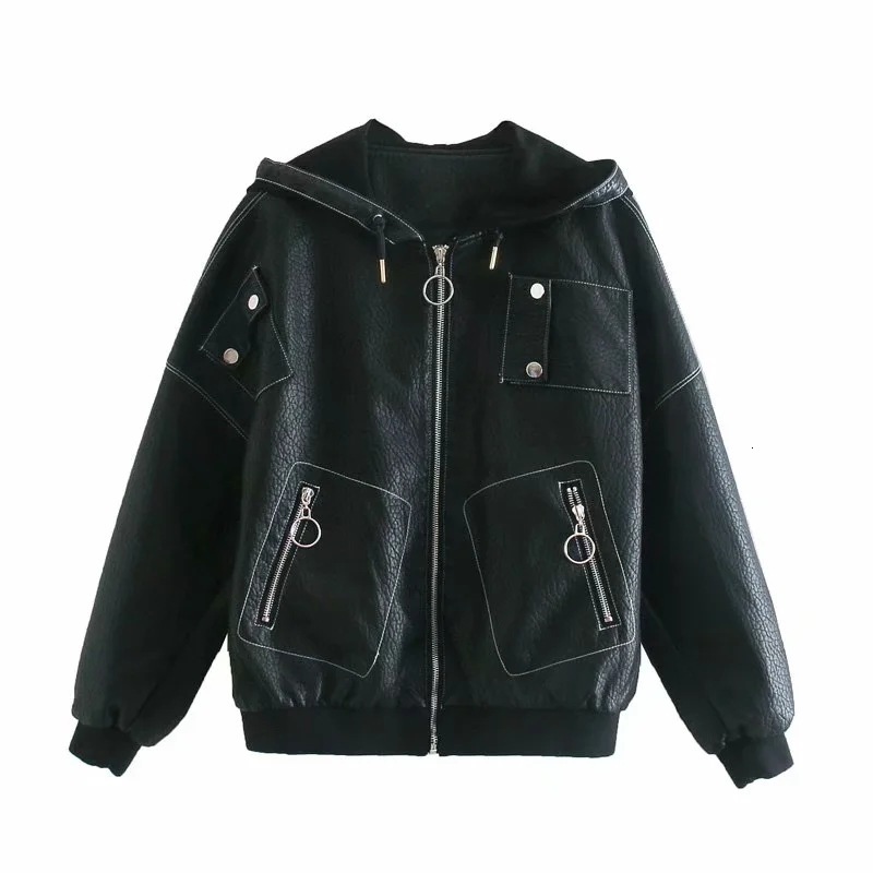 2021 New 2812 Autumn and Winter Women's Wear Vintage Loose Wind Korean Casual Hooded Pu Leather Jacket Cufn, Black
2021 New 2812 Autumn and Winter Women's Wear Vintage Loose Wind Korean Casual Hooded Pu Leather Jacket Cufn, Black