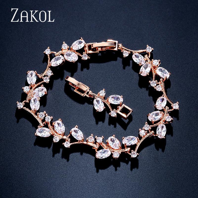 ZAKOL Fashion Cubic Zirconia Leaf Charm Chain Link Bracelets With White Gold Color For Women Bridal Wedding Jewelry FSBP173
ZAKOL Fashion Cubic Zirconia Leaf Charm Chain Link Bracelets With White Gold Color For Women Bridal Wedding Jewelry FSBP173