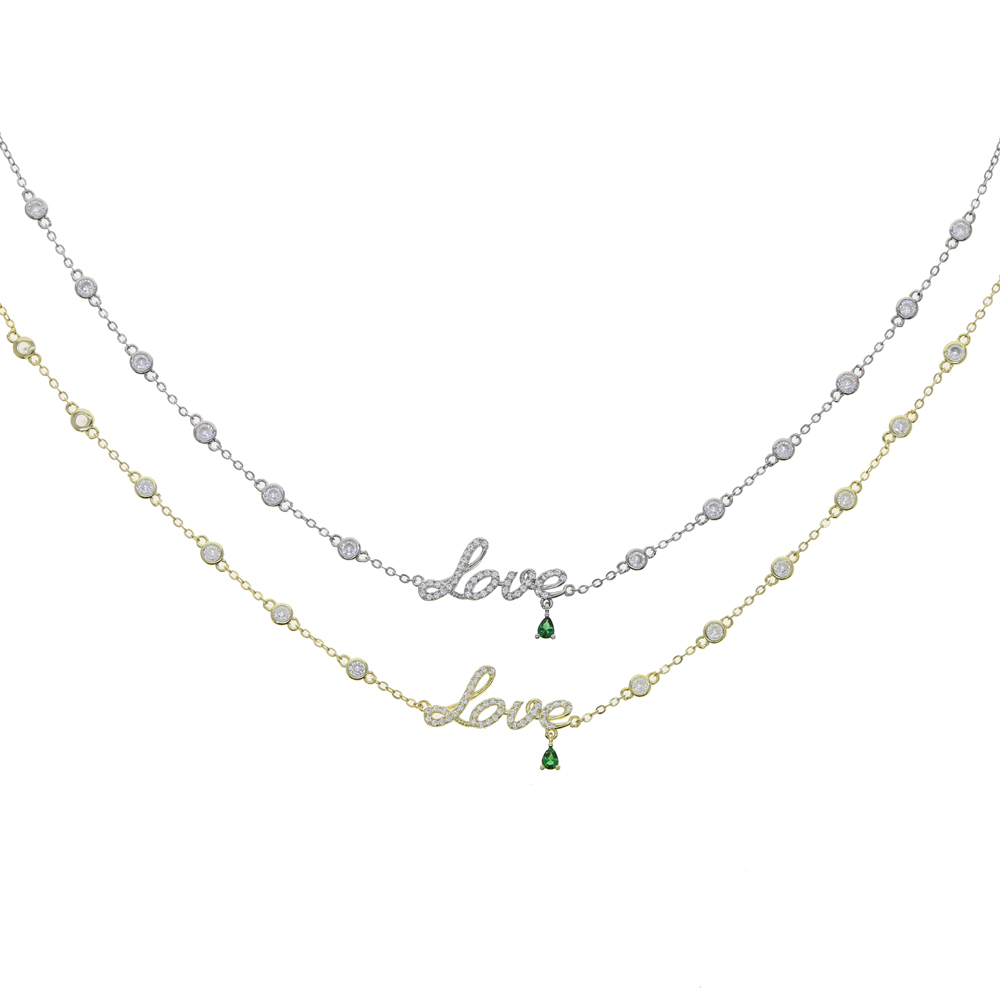 High Quality Women Wedding Love Pendant Bracelet with Cz Paved Station Chain Boho Wrap Bracelet for Wedding Jewelry Wholesale
