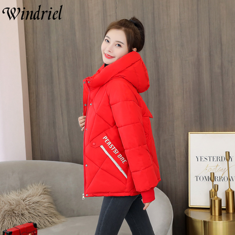 Autumn Winter Jacket Women Hooded Warm Parka Casual Letter Thick Warm Winter Coat Female Students Wadded Jacket Windriel LJ201127
