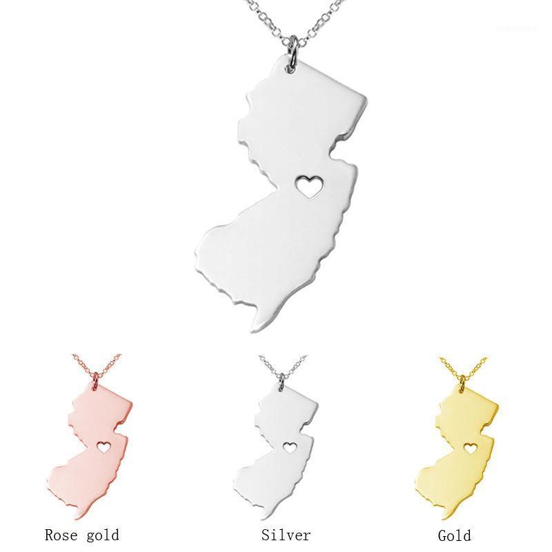 Pendant Necklaces Jersey Necklace Making US Map NJ Shape Stone Many Colors1