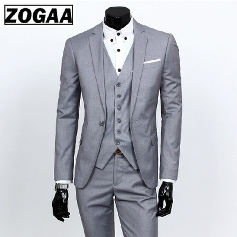 ZOGAA Mens Blazer Wedding Groom Suits Plus Size 3 Piece Suit Set Men Single Breasted Casual Fashion Slim Blazers Clothing 201105
