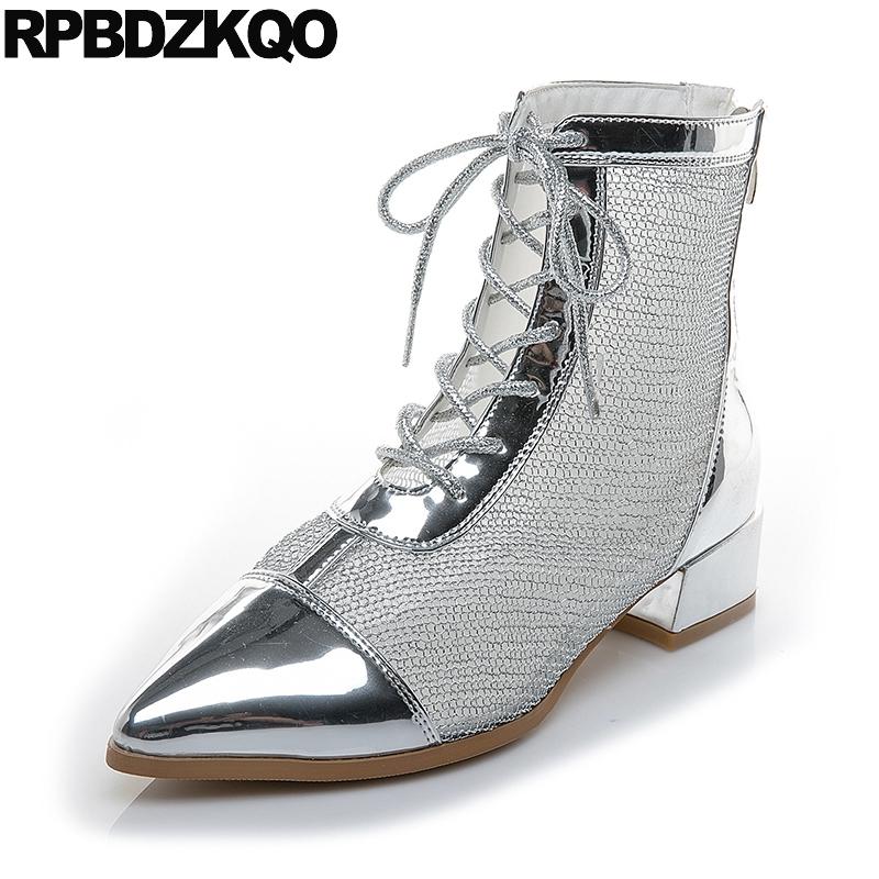 lace up 2021 sandals ladies silver pointed toe metallic patent leather chunky shoes summer ankle mesh women boots medium heel, Black
lace up 2021 sandals ladies silver pointed toe metallic patent leather chunky shoes summer ankle mesh women boots medium heel, Black