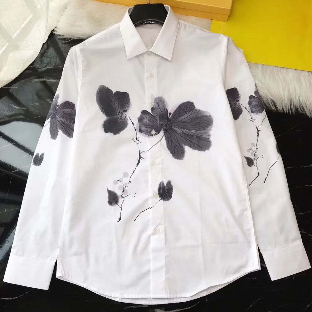 Mens Cotton Dress Shirt Men Chinese Style Ink Painting Lotus Print High Quality Slim Fit Casual Shirts Dy2290 Rqn9, White
Mens Cotton Dress Shirt Men Chinese Style Ink Painting Lotus Print High Quality Slim Fit Casual Shirts Dy2290 Rqn9, White