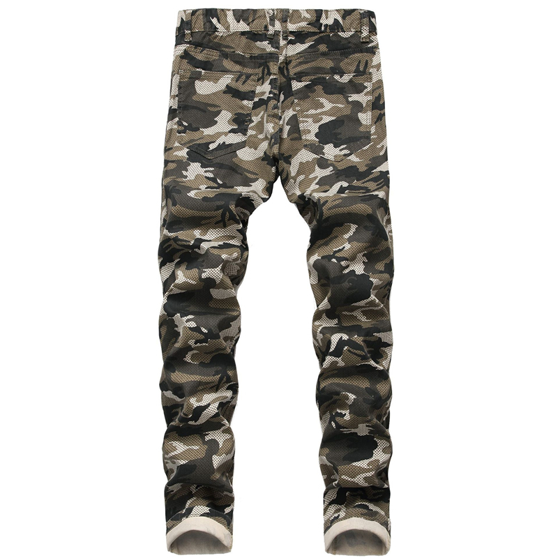 Slim Fit Camo Men Jeans Army Green Camouflage Skinny Denim Stretch Pant Mens Biker Jeans Streetwear for Men Calca Masculina1553 201128
