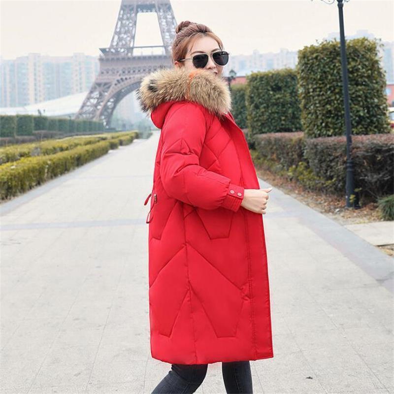 2020 New Long Padded Clothing Winter Coat Women Hooded Female Jacket Oversize Warm Parkas Big Fur Collar Wadded Jackets T200902