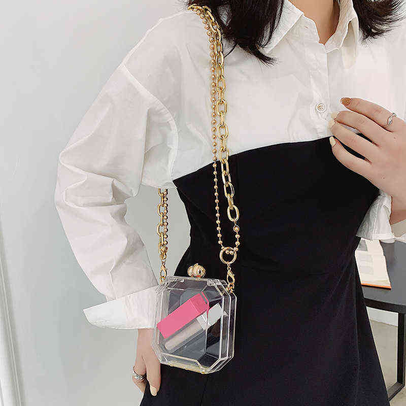 Transparent Evening Bag Acrylic Box Chain Crossbody For Women 2020 Shoulder Purses And Handbags Ladies Party Clutch Y220304