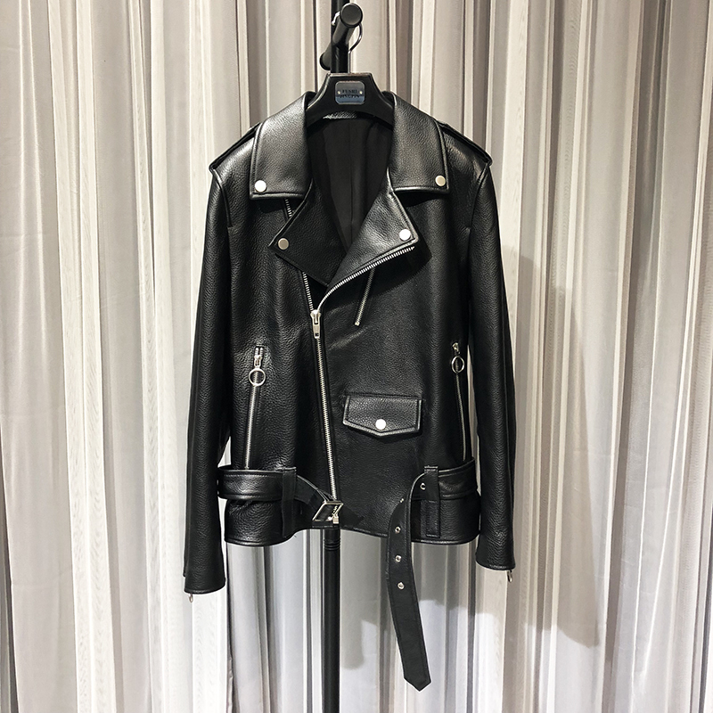 Woman Coats 100% Natural Leather Sheepskin Fashion Real Sheepskin Motorcycle Jackets Rivet Genuine Leather Ladies Jack 201030