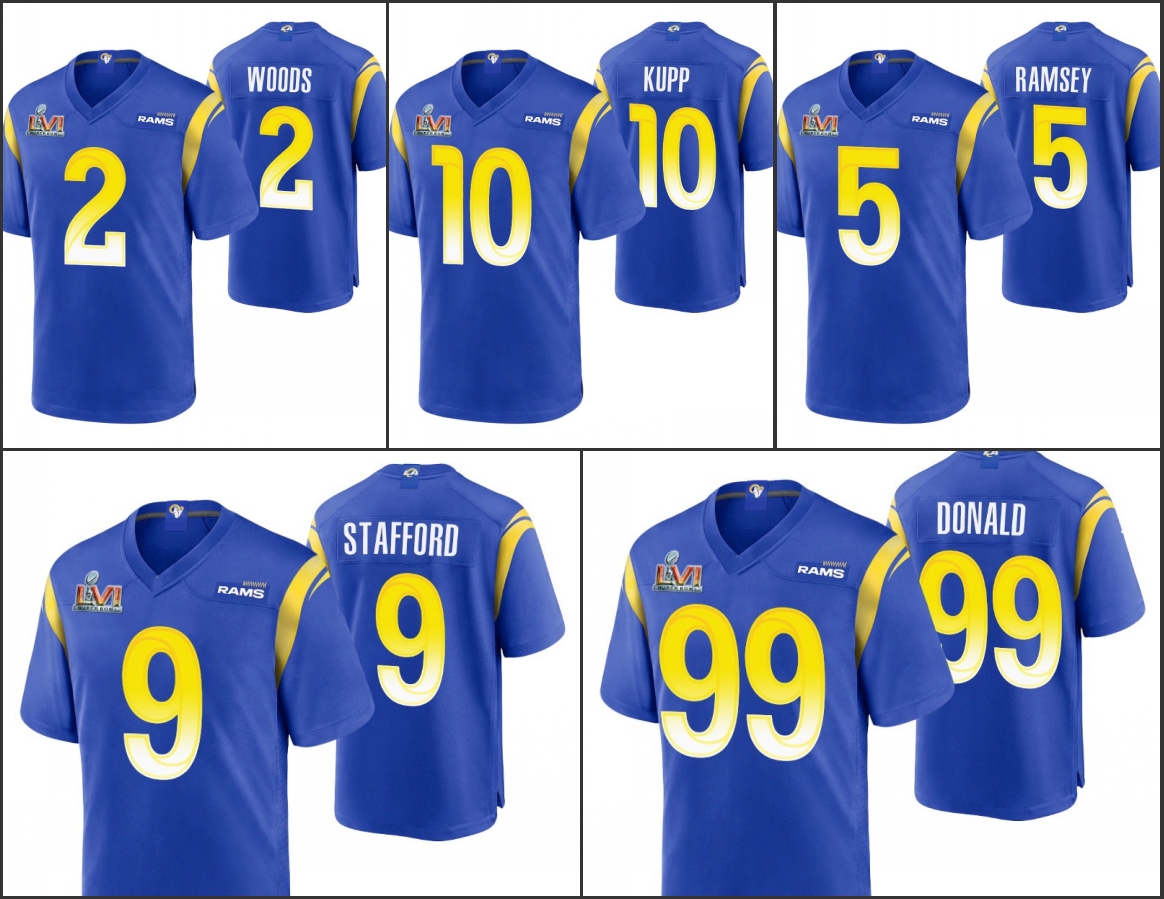 Los Angeles''Rams''Men Women Youth Super Bowl LVI #99 Aaron Donald 10 Cooper Kupp 9 Matthew Stafford 5 Jalen Ramsey 2 Robert Woods Royal Game Jersey
Los Angeles''Rams''Men Women Youth Super Bowl LVI #99 Aaron Donald 10 Cooper Kupp 9 Matthew Stafford 5 Jalen Ramsey 2 Robert Woods Royal Game Jersey