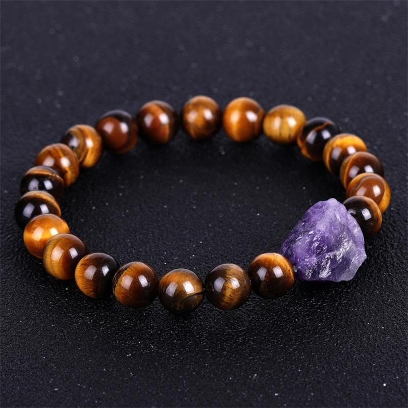 

NEW Reiki Healing Energy Raw Rock Mineral Nuggets Quartz Crystal Stone Bracelet Hand Craft Natural Amazonite Amethysts Bracelets