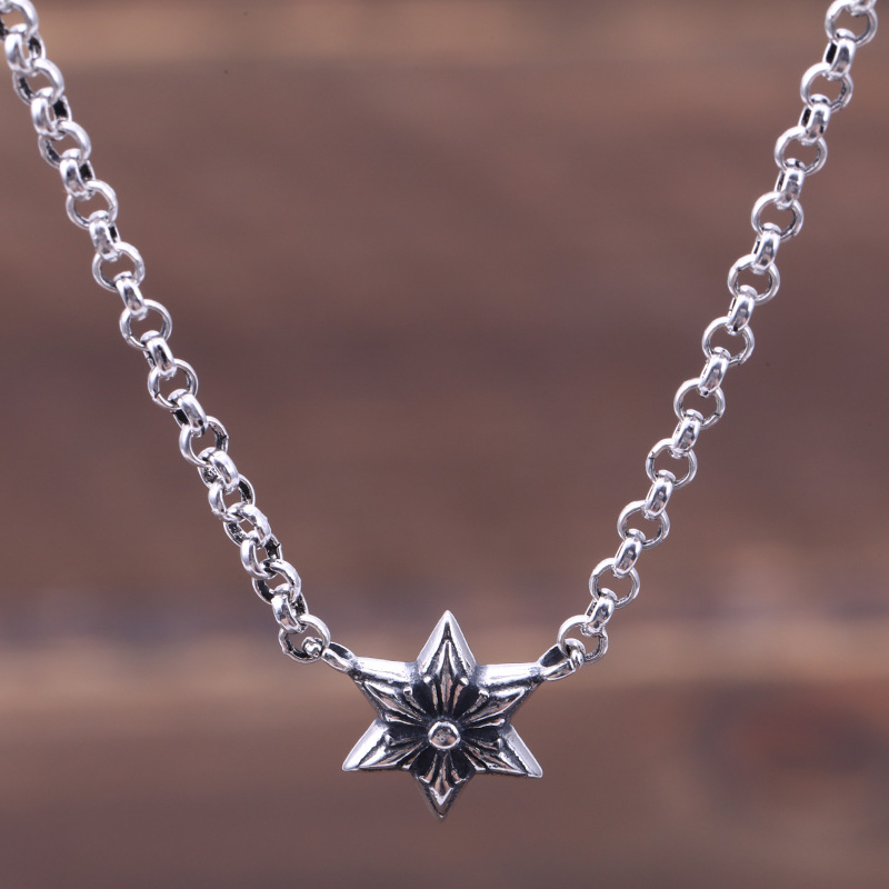 925 sterling silver pendant necklaces fashion jewelry six-pointed stars pendant handmade designer necklaces for men women