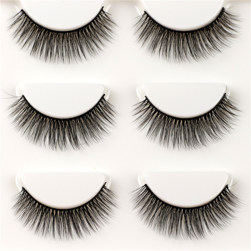YOKPN 3D Lashes Thick Multilayer Stereo Eyelashes Natural Curl Long False Eye Lashes 3 Pairs Cotton Thread Eyelash Makeup Tools