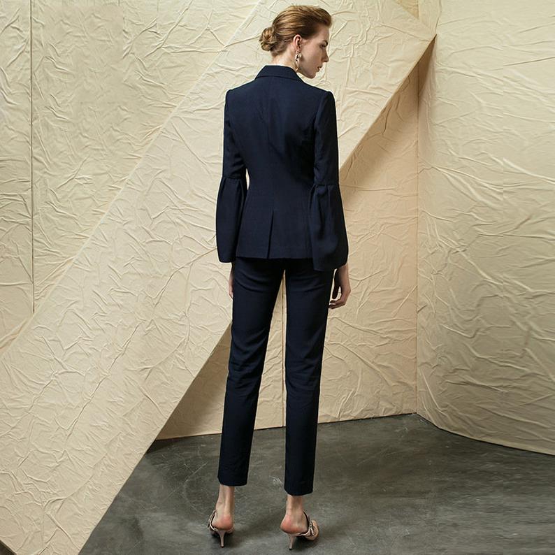 Navy Double Breasted Mother Of The Bride Pant Suits Bridal Suit Blazer Pants Coat Formal Business Party Prom Evening Tuxedos