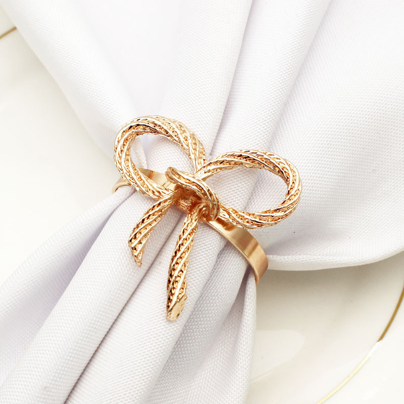 Bow Table Napkin Holder Rings Gold Silver Copper