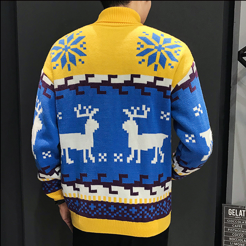 Autumn Fashion Sweater Men Sika Deer Pattern Retro Sweater Men Female Casual Knitted Pullovers Christmas Gift Male Pull Sweter 201203