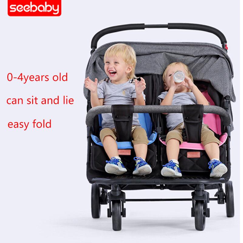 Seebaby Twin Baby Stroller Can Sit Reclining Folding Double Seat Stroller Light Infant Carriage Newborn Twins carts 0-4years old
Seebaby Twin Baby Stroller Can Sit Reclining Folding Double Seat Stroller Light Infant Carriage Newborn Twins carts 0-4years old