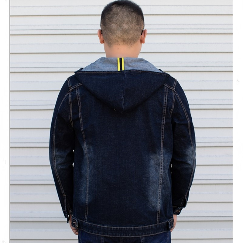 Denim Jacket Men Bomber Jeans Hoody Plus Size 4XL 5XL 6XL 7XL 8XL Hoodie Oversize Coats Mens Jean Dark Blue Hooded Men's Jackets 201127