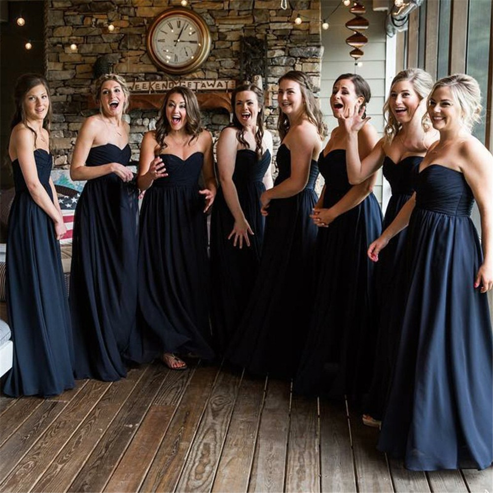 2021 New Navy Blue Plied Chiffon Wedding Strapless to Line Sleeveless Dress for Bridesmaid Cheap Women's Dresses C0IK
2021 New Navy Blue Plied Chiffon Wedding Strapless to Line Sleeveless Dress for Bridesmaid Cheap Women's Dresses C0IK