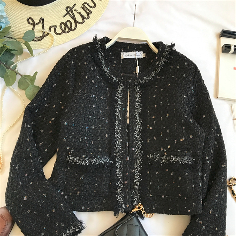 2021 New Women Winter Tweed Lurex Short Sleeves Fuzzy Tails Office Lady Jacket and Jackets 7OUM, Black
2021 New Women Winter Tweed Lurex Short Sleeves Fuzzy Tails Office Lady Jacket and Jackets 7OUM, Black