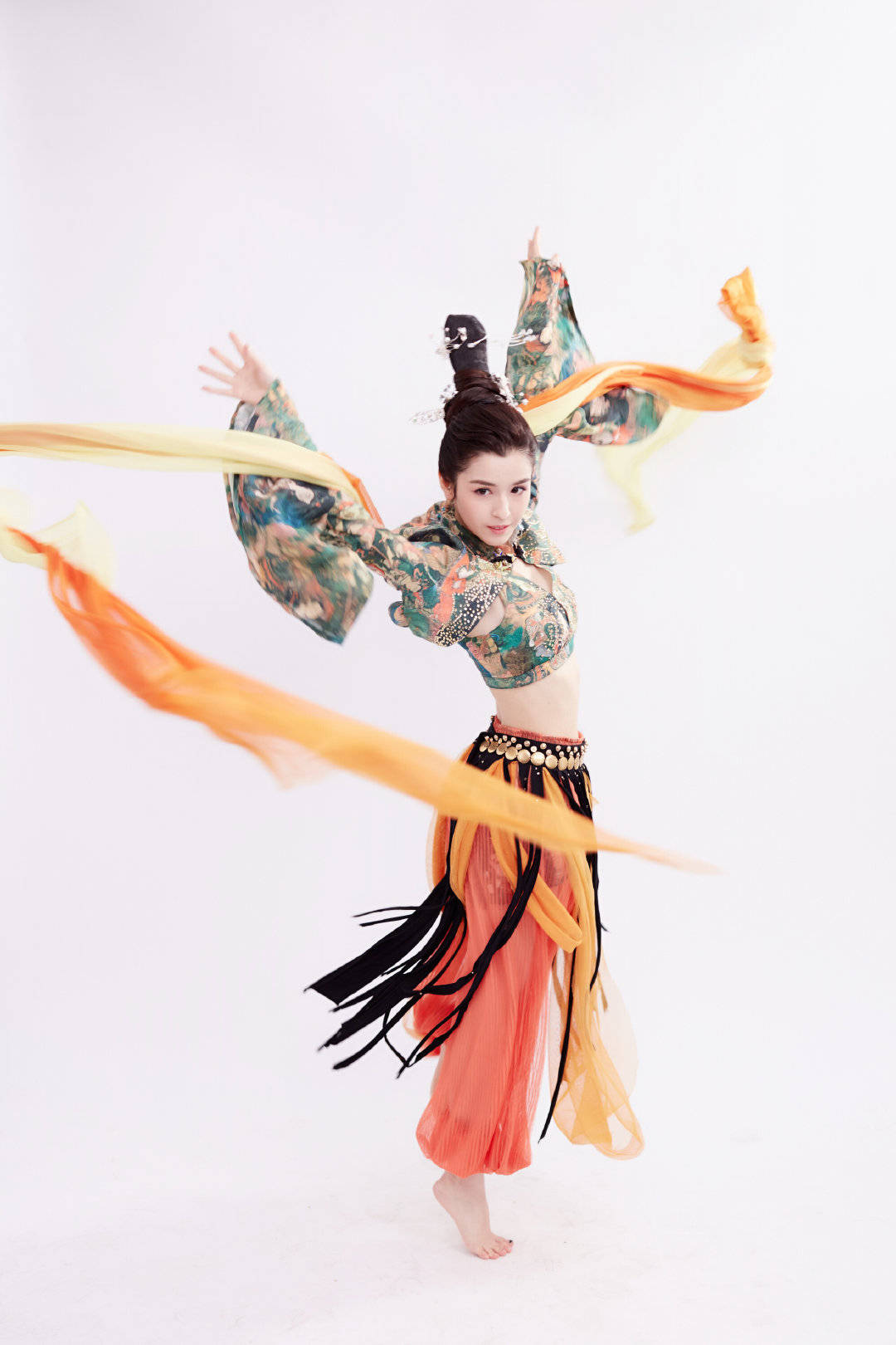 Hanikizi Ethnic Dance Costume dream Dunhuang flying fairy dance performance Outfit exotic style ancient China costume hanfu