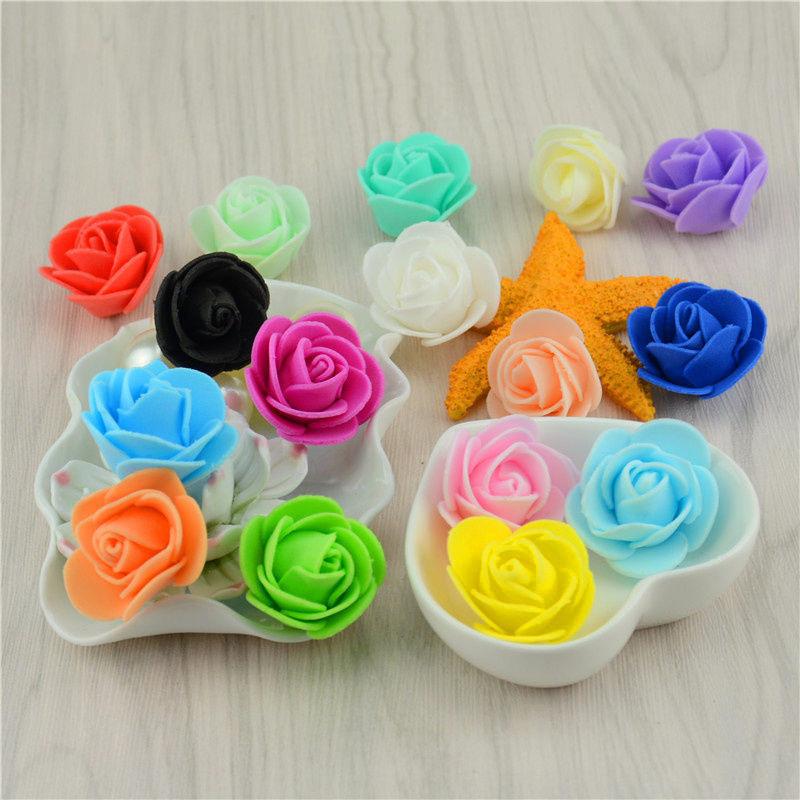 500pcs small 3-3.5cm PE foam rose flower head wedding candy box car hat cloth decoration accessories DIY flower wall ball head