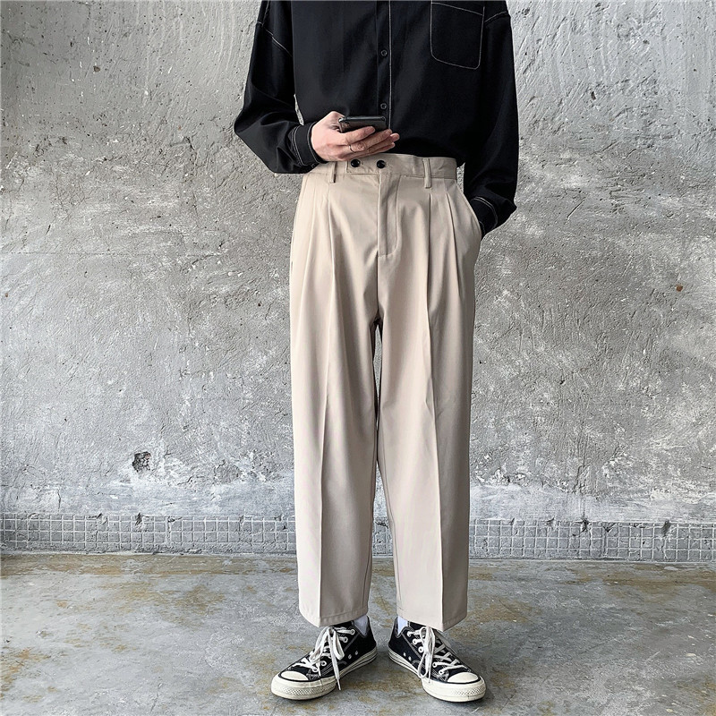 Retro Straight-Leg Pants New Men'S Casual Trousers Jogging Man Korean Fashion Trend Loose Wide-Leg Pant Streetwear High Quality 201126