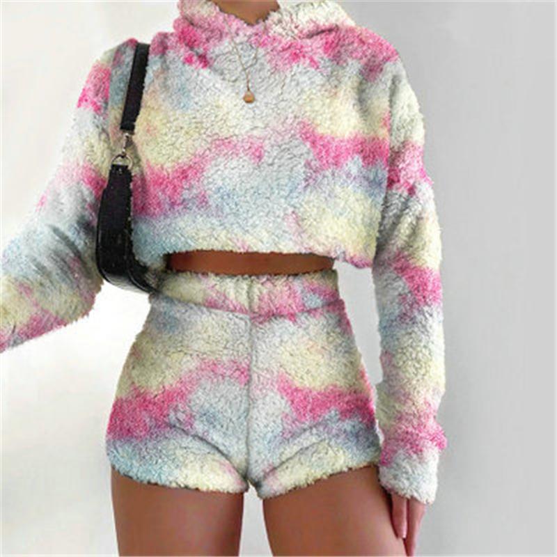 Women Tie-dye Flannel Sets Fashion Trend Long Sleeve Hooded Short Tops Shorts Plush Suits Designer Female Winter New Casual Loose Tracksuits
Women Tie-dye Flannel Sets Fashion Trend Long Sleeve Hooded Short Tops Shorts Plush Suits Designer Female Winter New Casual Loose Tracksuits