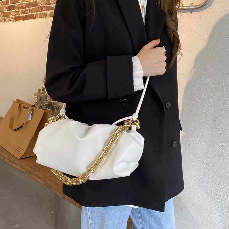messenger handbag handbags new texture fashion shoulder bag thick chain Pleated