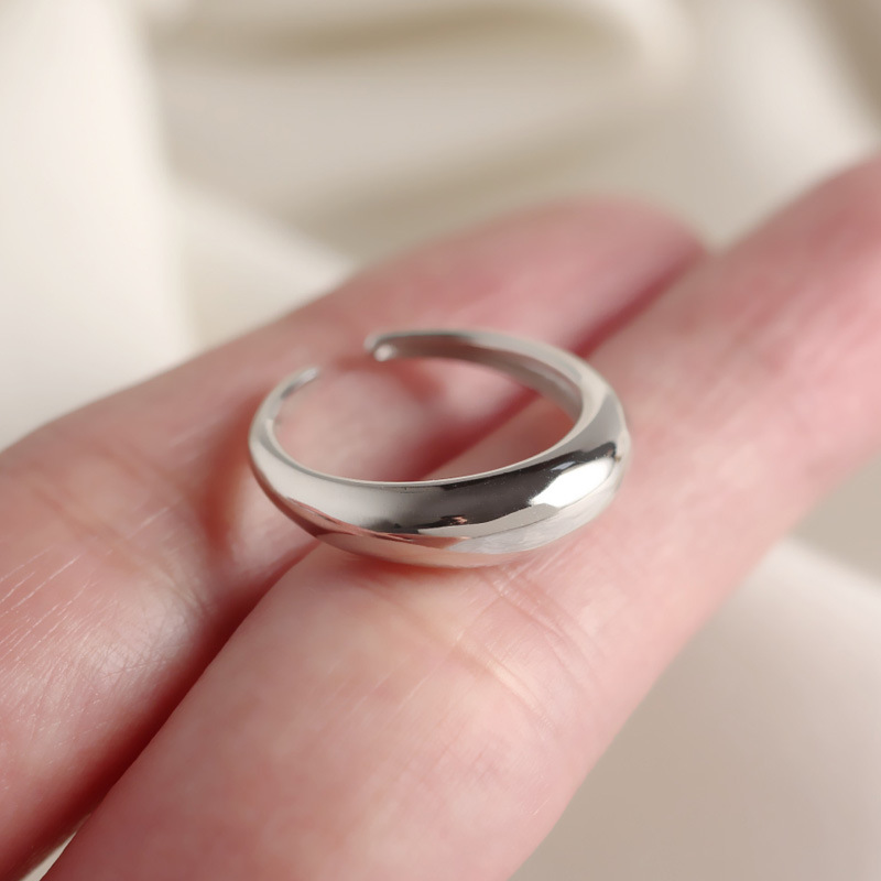 New 925 sterling silver vintage jewelry minimalism hand-made designer women's adjustable rings smooth open rings Japanese South korea style
