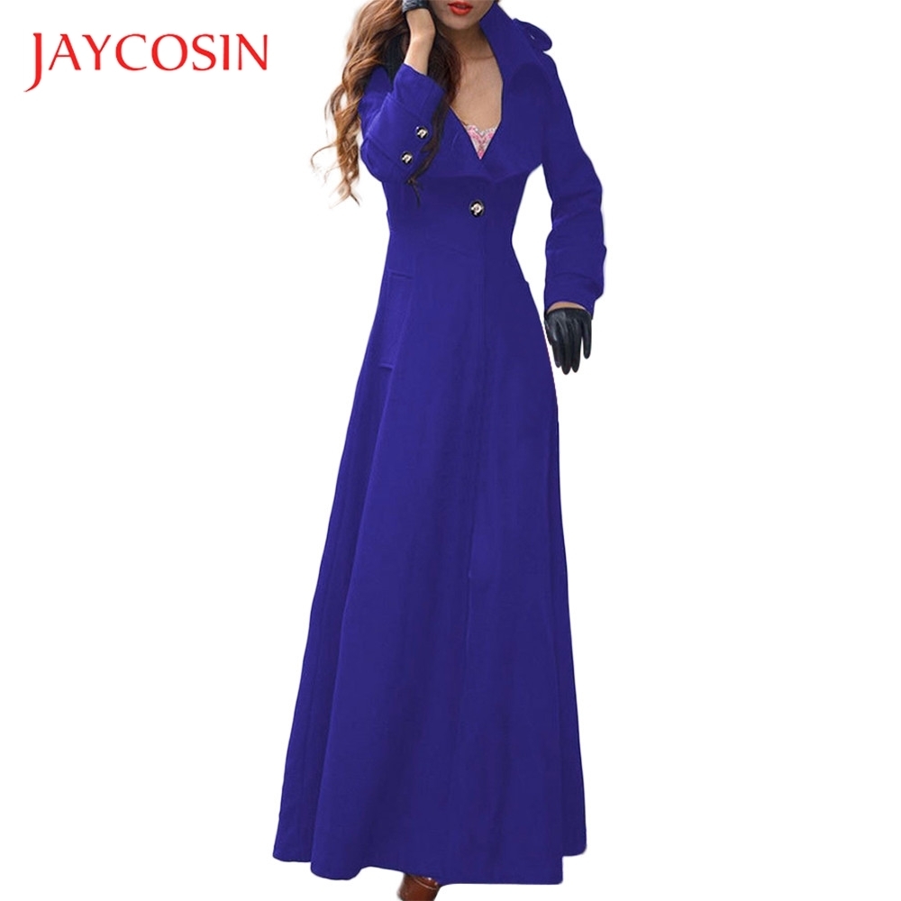 JAYCOSIN Winter Lapel dress, Windbreaker jacket, Long skirt, overcoat, Polyester Button Decorative Jacket To Keep Warm 201027