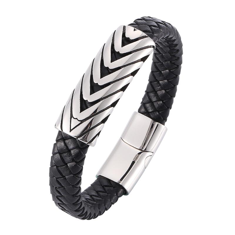 Retro creative arrow men's black woven leather bracelet Stainless steel magnetic buckle sleek minimalist charm bracelet 7-PW793
Retro creative arrow men's black woven leather bracelet Stainless steel magnetic buckle sleek minimalist charm bracelet 7-PW793