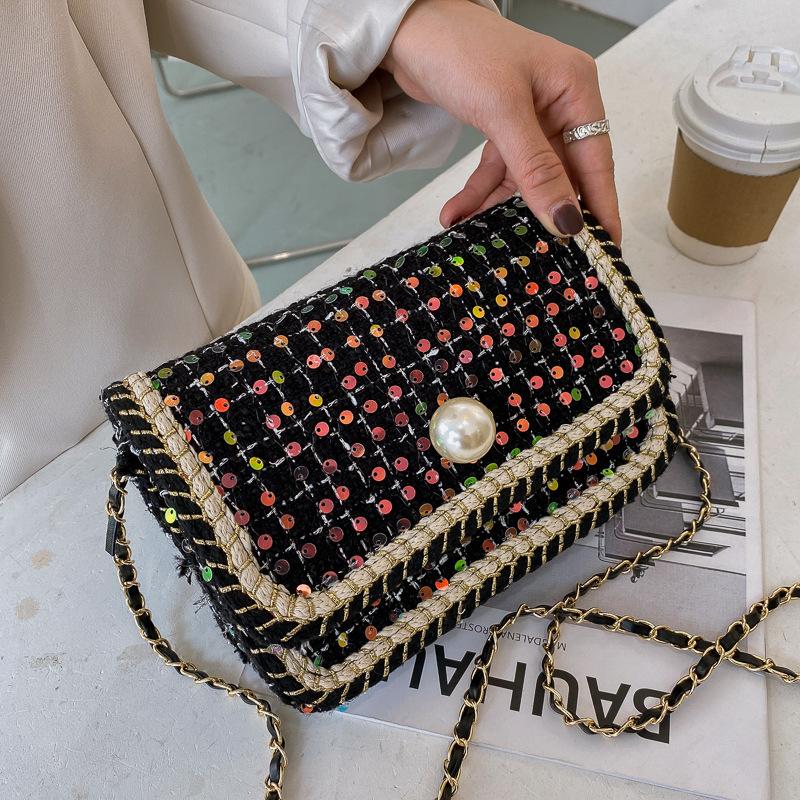 Women's Fashion 2021 New Sequin Pearl Decoration Single Shoulder Bag Woollen Messenger Bag Chain Small Square Satchels, Black
Women's Fashion 2021 New Sequin Pearl Decoration Single Shoulder Bag Woollen Messenger Bag Chain Small Square Satchels, Black